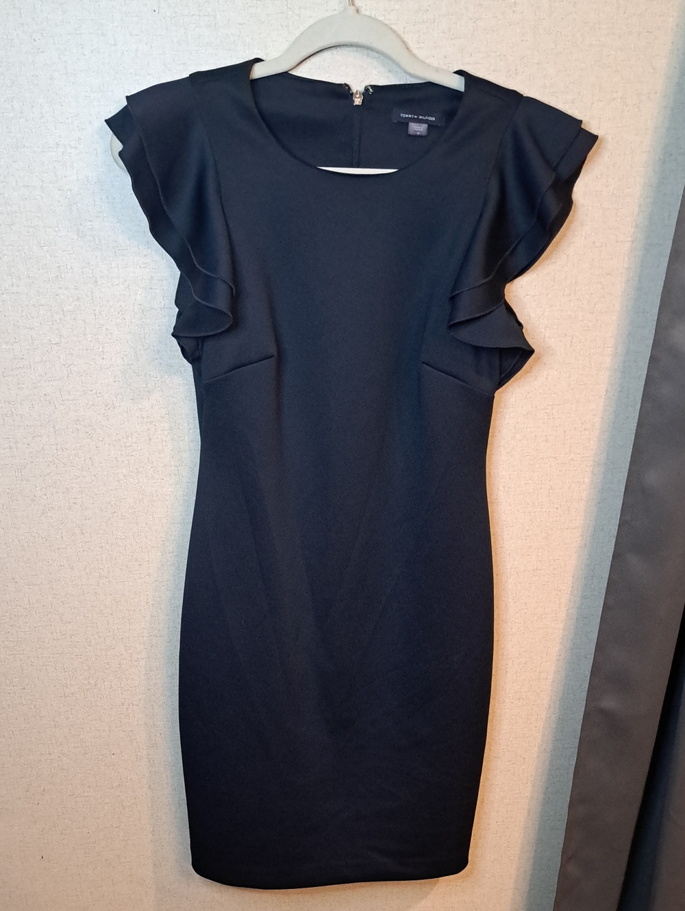 Tommy Hilfiger Navy Ruffle Sleeve Sheath Dress